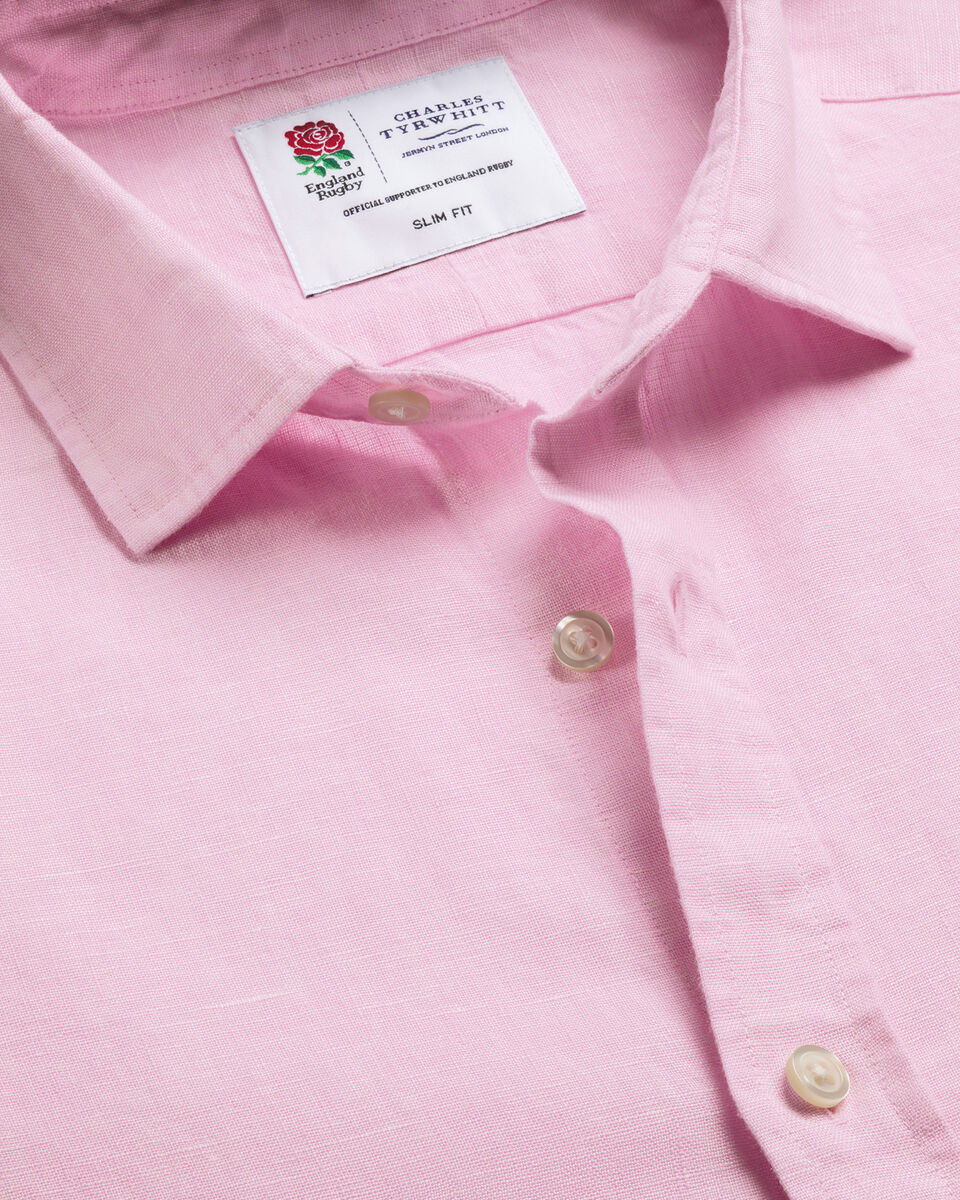 England Rugby Pure Linen Classic Fit Shirt – Pink