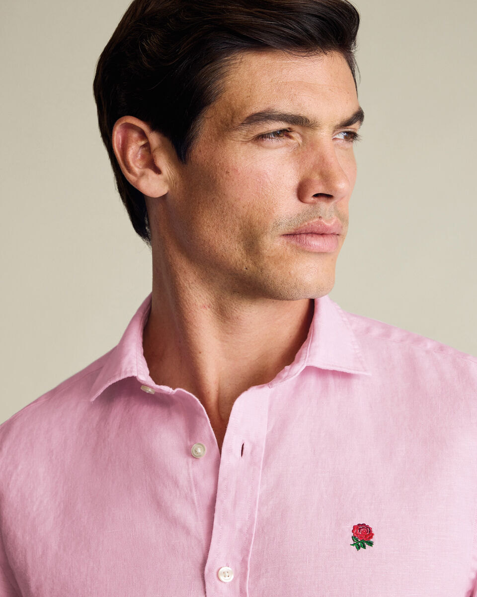 England Rugby Pure Linen Classic Fit Shirt – Pink