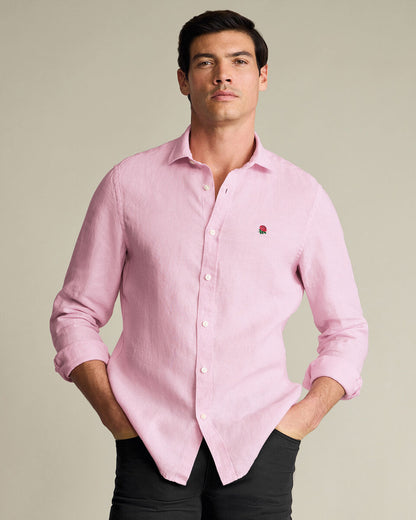 England Rugby Pure Linen Classic Fit Shirt – Pink