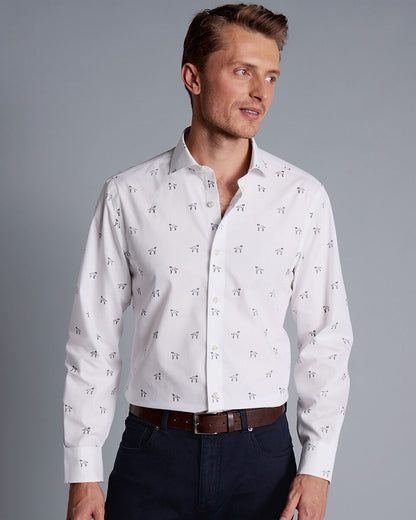 Semi-Cutaway Collar Non-Iron Dalmatian Print Classic Fit Shirt