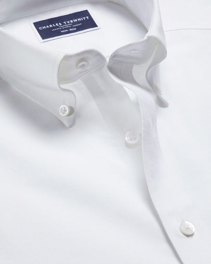 Non-Iron Oxford Stretch Slim Fit Shirt - White