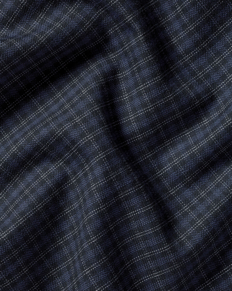 Brushed Cotton Slim Fit Twill Check Shirt - Dark