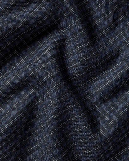 Brushed Cotton Slim Fit Twill Check Shirt - Dark