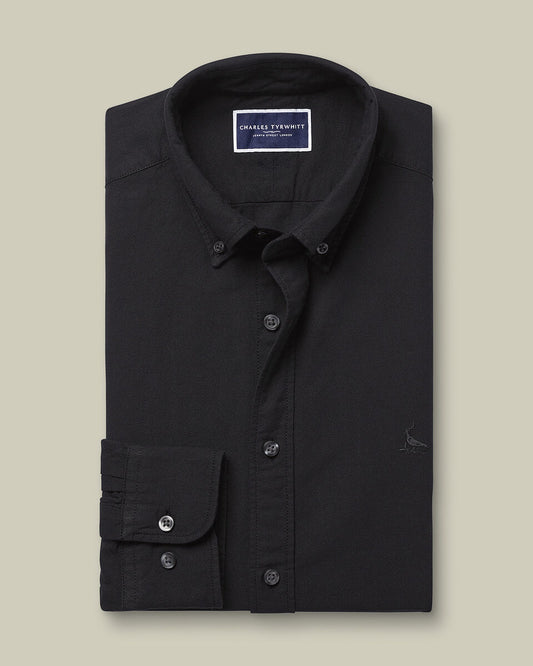 Stretch Washed Oxford Extra Slim Fit Shirt - Black