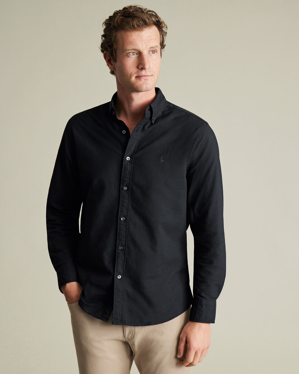 Stretch Washed Oxford Extra Slim Fit Shirt - Black