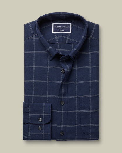 Non-Iron Twill Windowpane Check Shirt