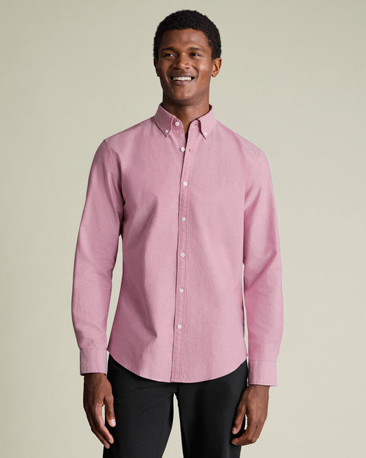 Stretch Washed Oxford Classic Fit Shirt - Dark Pink