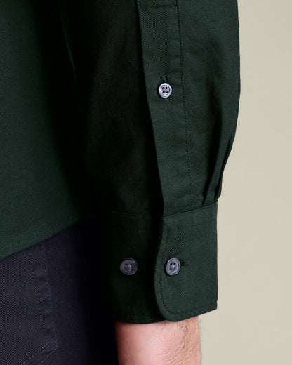 Stretch Washed Oxford Extra Slim Fit Shirt -Forest Green
