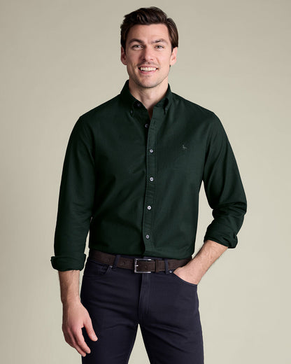 Stretch Washed Oxford Extra Slim Fit Shirt -Forest Green