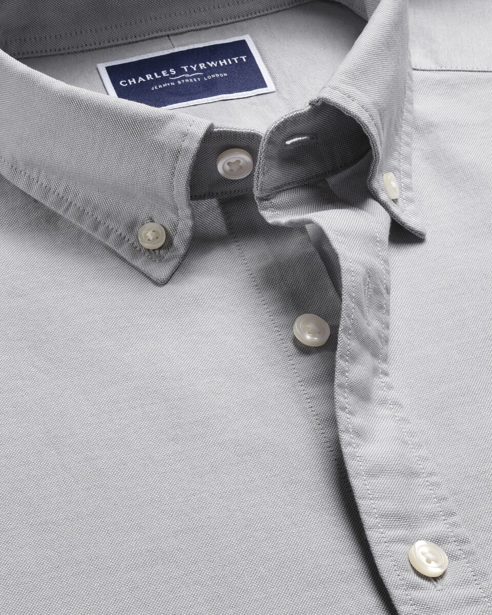 Stretch Washed Oxford Shirt - Silver