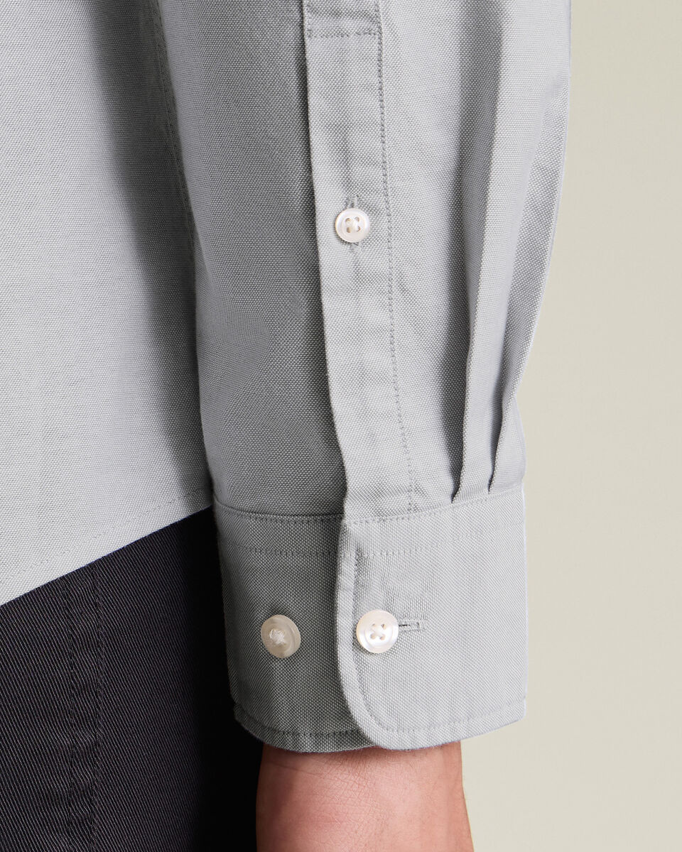 Stretch Washed Oxford Shirt - Silver