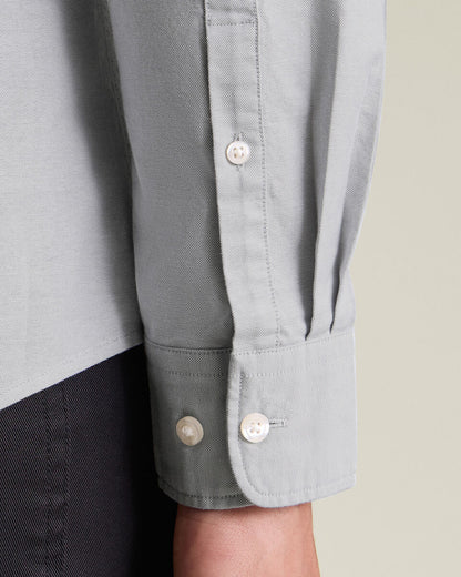 Stretch Washed Oxford Shirt - Silver
