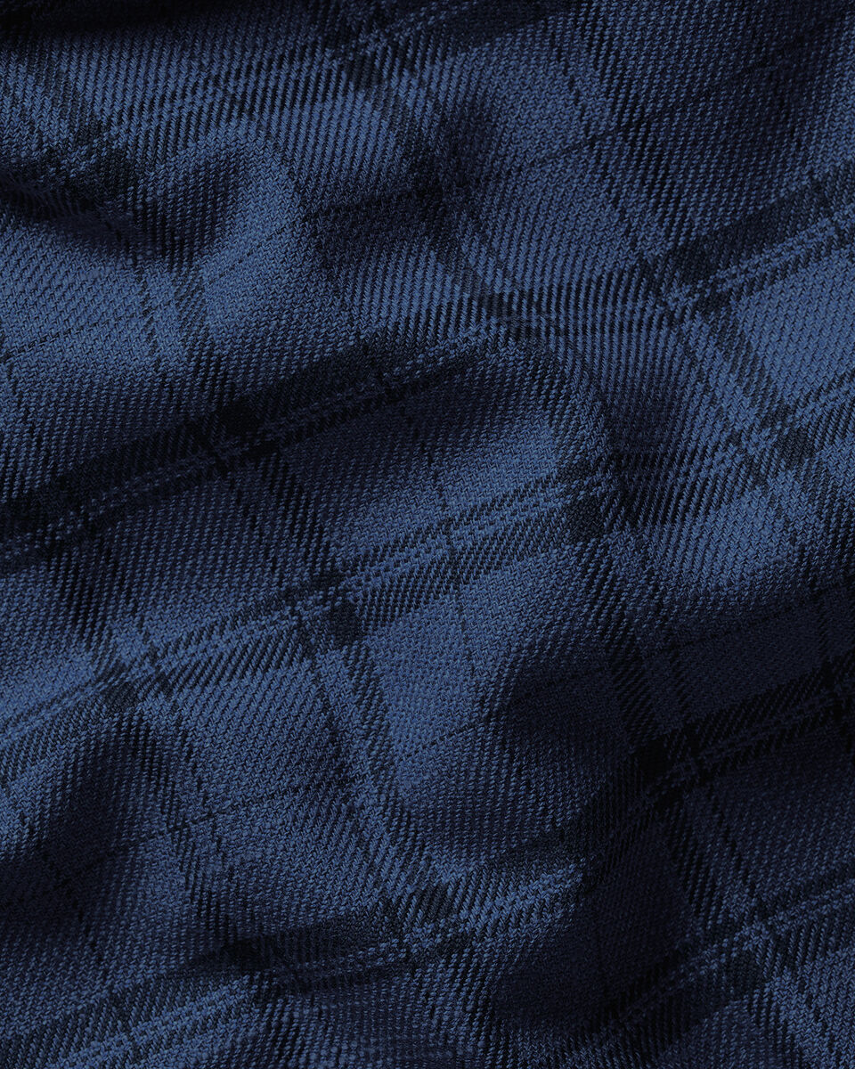 Non Iron Twill Slim Fit Check Shirt - Navy