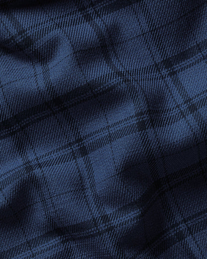 Non Iron Twill Slim Fit Check Shirt - Navy