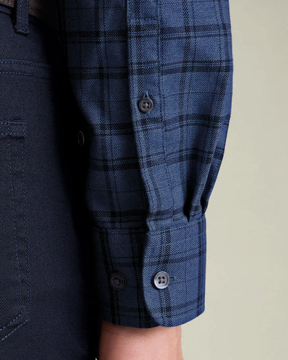 Non Iron Twill Slim Fit Check Shirt - Navy