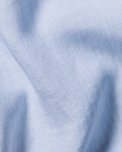 Short Sleeve Pure Linen Classic Fit Shirt - Sky Blue