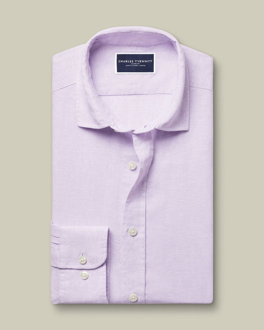 Pure Linen Slim Fit Shirt - Lilac