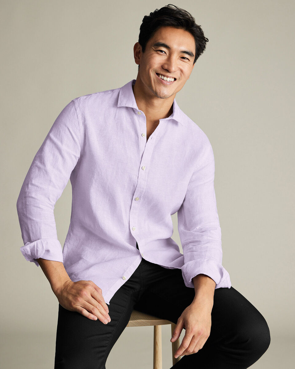Pure Linen Classic Fit Shirt - lilac