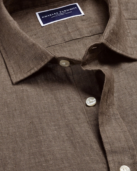Linen Classic Fit Shirt - Mocha