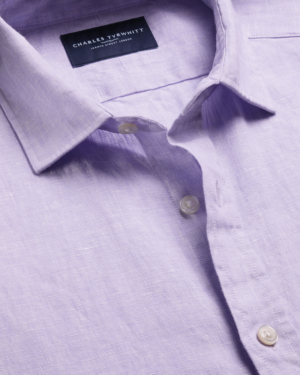 Pure Linen Classic Fit Shirt - lilac