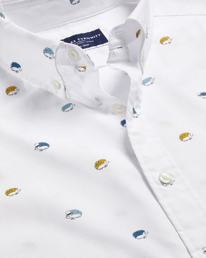 Button-Down Collar Non-Iron Hedgehog Print Classic Fit Shirt
