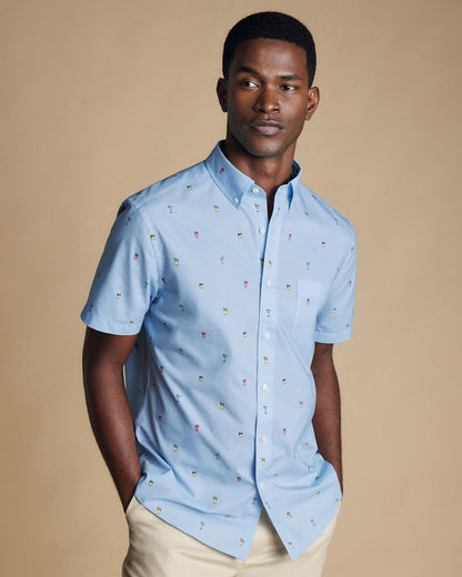 Cocktail Print Classic Fit Short Sleeve Shirt