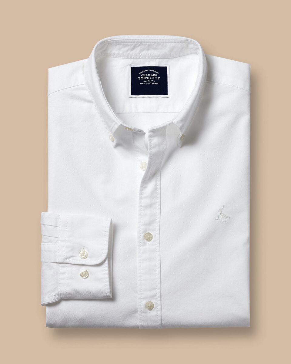 Button-Down Collar Oxford Slim Fit Shirt - White