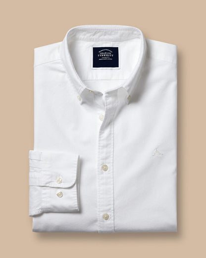 Button-Down Collar Oxford Slim Fit Shirt - White