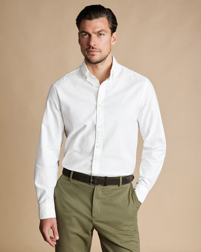 Button-Down Collar Oxford Slim Fit Shirt - White
