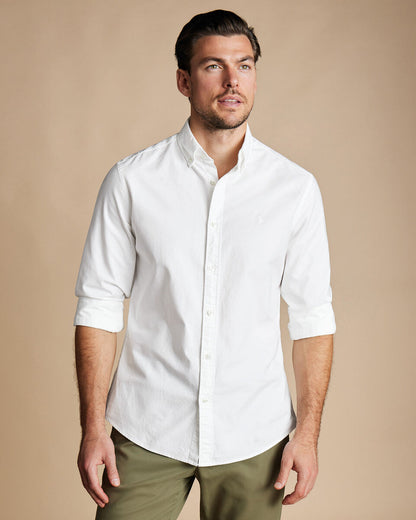 Button-Down Collar Oxford Slim Fit Shirt - White