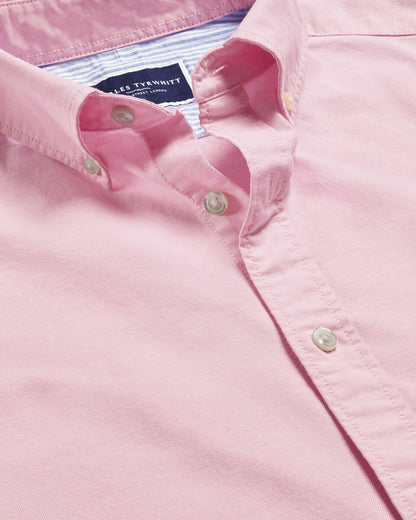 Extra Slim Fit Button-Down Collar Washed Oxford Plain Slim Fit Shirt - Pink