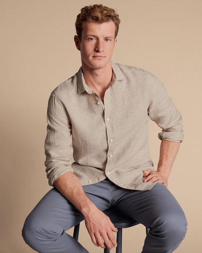 Pure Linen slim Fit Shirt - Oatmeal
