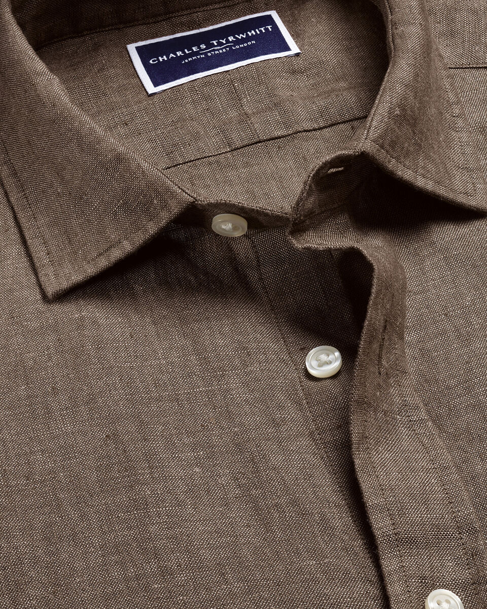 Pure Linen Slim Fit Shirt - Mocha