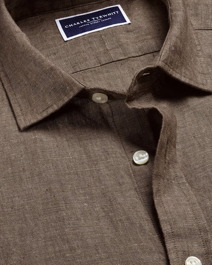 Pure Linen Slim Fit Shirt - Mocha