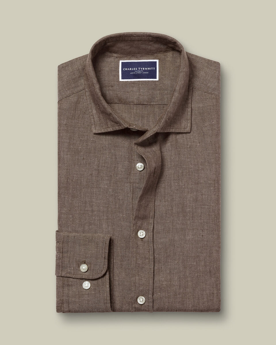 Pure Linen Slim Fit Shirt - Mocha