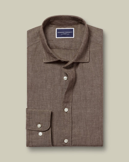Pure Linen Slim Fit Shirt - Mocha