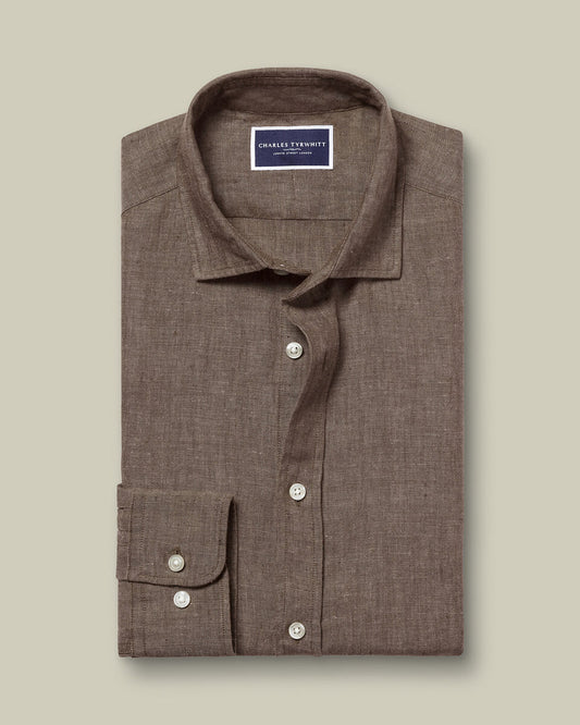 Pure Linen Slim Fit Shirt - Mocha