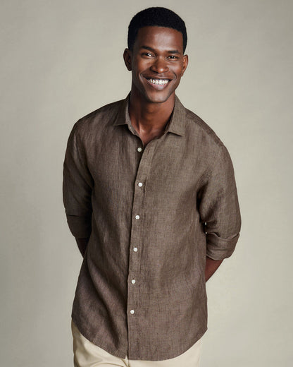 Pure Linen Slim Fit Shirt - Mocha