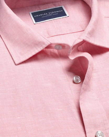 Pure Linen Slim Fit Shirt - Pink