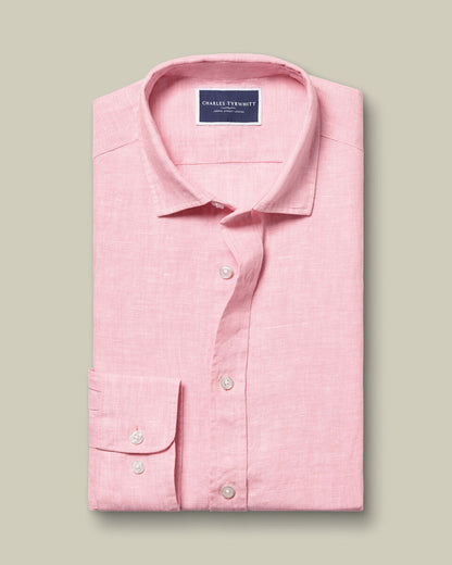 Pure Linen Slim Fit Shirt - Pink