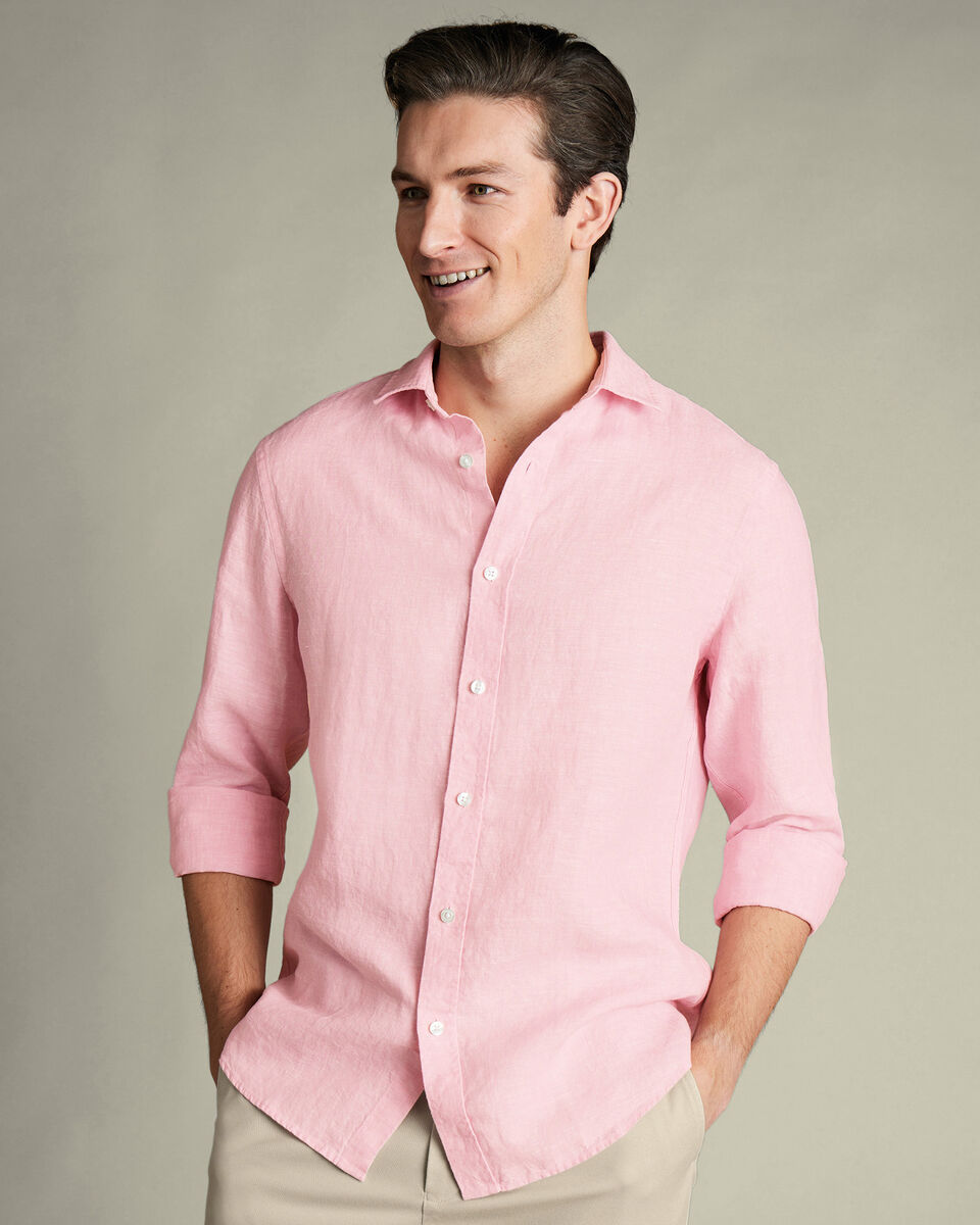 Pure Linen Slim Fit Shirt - Pink