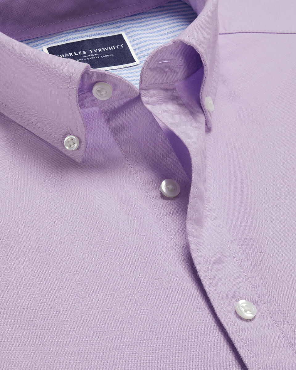 Stretch Washed Oxford Slim Fit Shirt - Lilac Purple