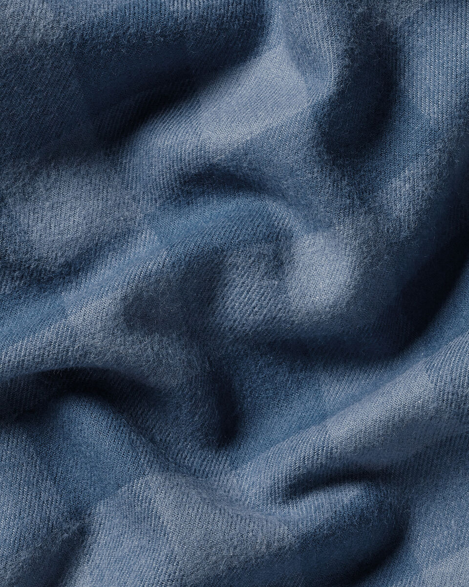 Slim Fit Button-Down Collar Brushed Flannel Gingham Shirt-Steel Blue