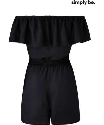 Black Bardot Frill Playsuit