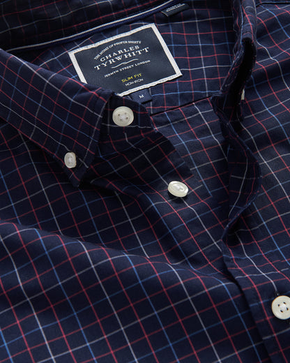 Windowpane Button Down Shirt Navy