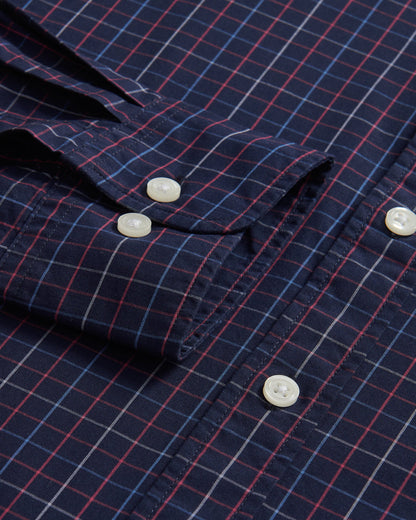 Windowpane Button Down Shirt Navy