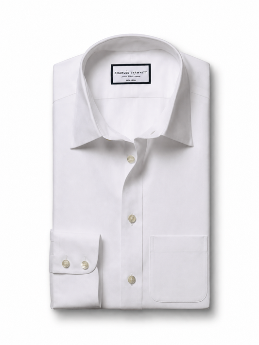 Classic Collar Non-Iron Twill Slim Fit Shirt - White