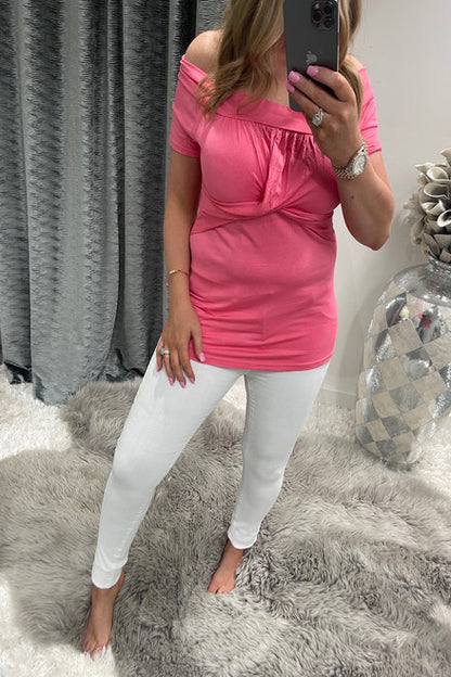 Coral Bardot Top