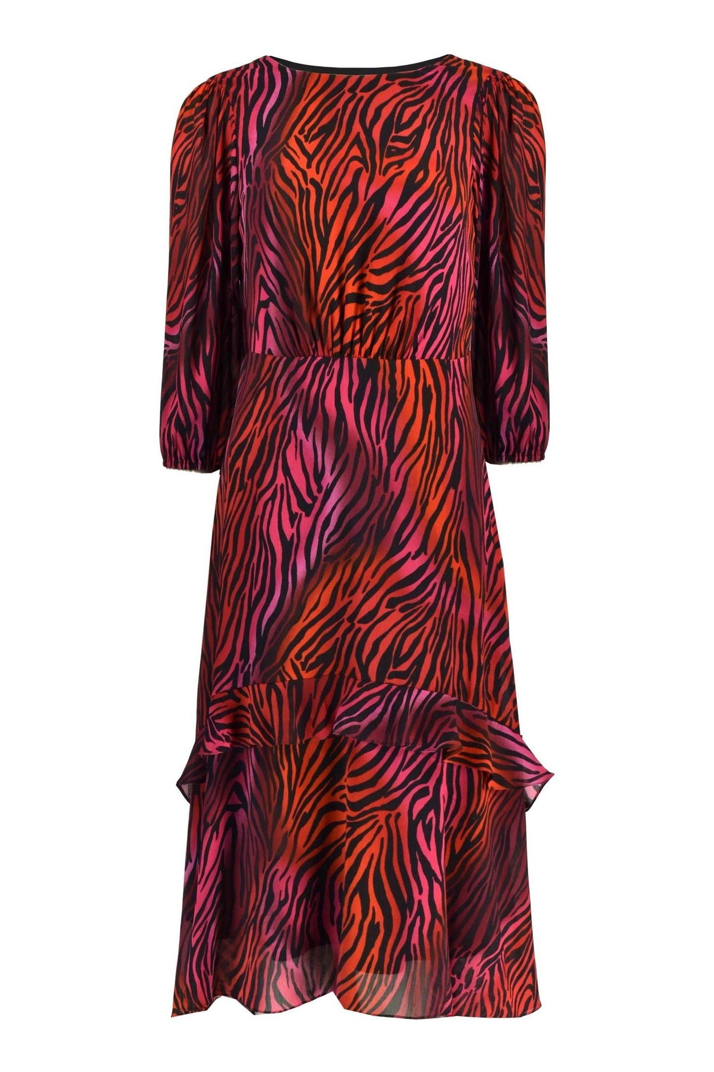 Ombre Zebra Ruffle Midaxi Dress