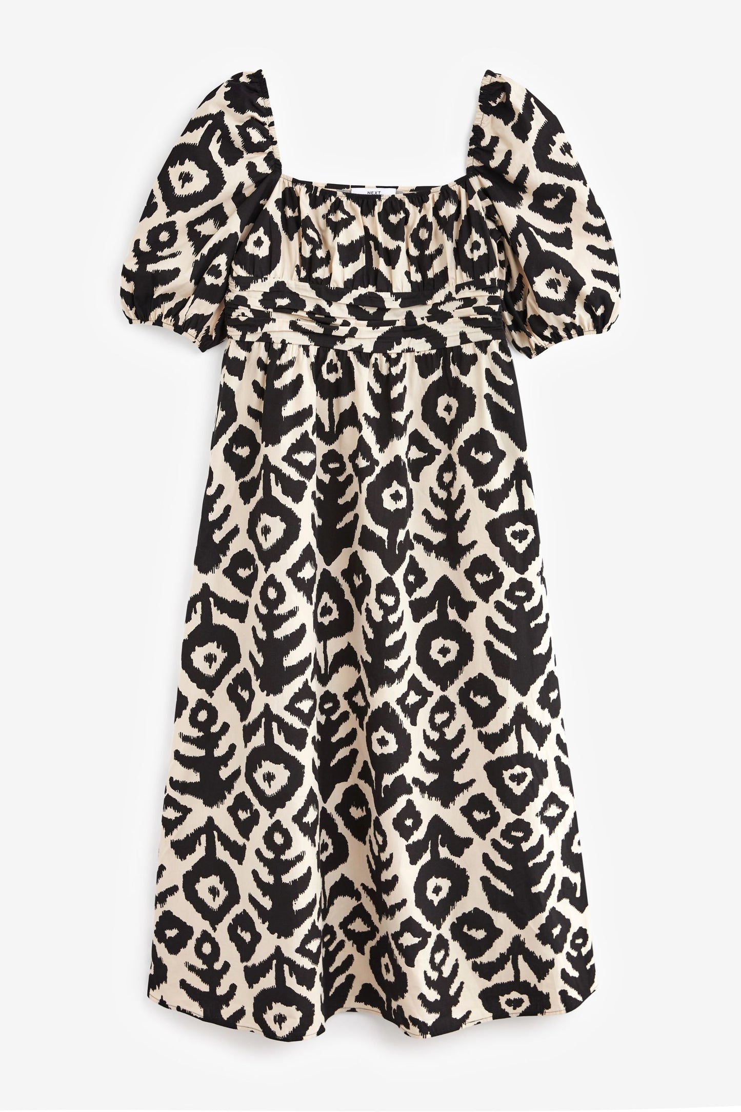 Puff Sleeve Square Neck Midi Dress